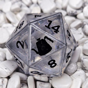 Orion's Belt Chonk D20, Sharp Edge Polyhedral Dice Set, Dungeons and Dragons, Tabletop Role Playing Game, Rainbow Glitter galaxy dice