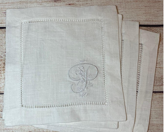 Custom Monogramed 100% Linen cocktail napkins Personalized Hostess gift Wedding Gift Housewarming gift