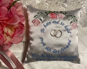 Ring Beare Pillow Wedding ring pillow Custom embroidered Wedding gift ring ceremony pillow, ring carrier pillow Wedding accessory bride gift
