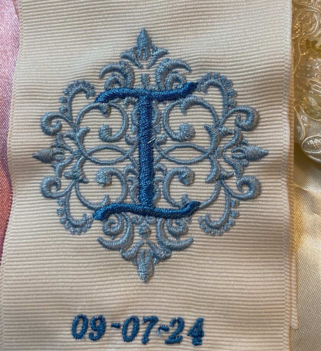 Custom Monogramed Ribbon Sash Bridal Bouquet Ribbon Shower Gift for ...