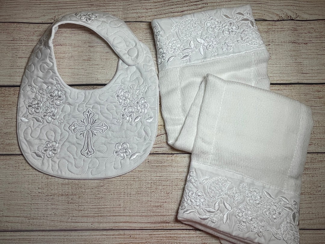 Baby Christening Bib and Burpcloth Set Personalized Etsy