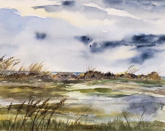 Watercolor painting | Fine Art | DIGITAL DOWLOADABLE FILE |Landscape | Ocean | Outer Banks | Seascape | Prints