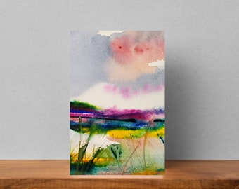 Colorful Watercolor Landscape Painting | Abstract | Bright |  Greeting Card | Made in USA