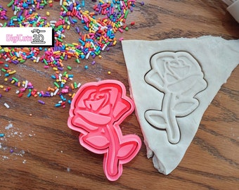 Plastic Cookie Cutter of Rose - Flowers and Spring theme - 3D printed  for cookie dough -