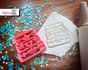 Plastic Cookie Cutter 3D printed of Suitcases, luggage, Travel theme - for cookie dough