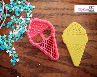 Plastic Cookie Cutter of Ice Cream with a cornet 3D printed for cookie dough - Summer theme