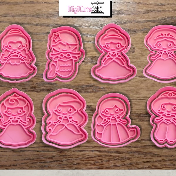 Plastic Cookie Cutters of Little Princesses - 3D printed for cookie dough -