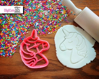 Plastic Cookie Cutter of Dreaming Unicorn 3D printed for cookie dough (num1)