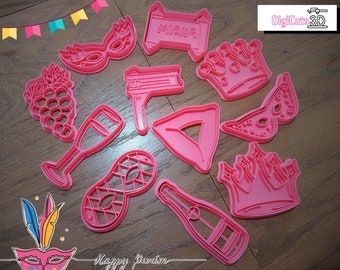 11 Plastic Cookie Cutter of Purim Festivity 3D printed - for cookie dough -