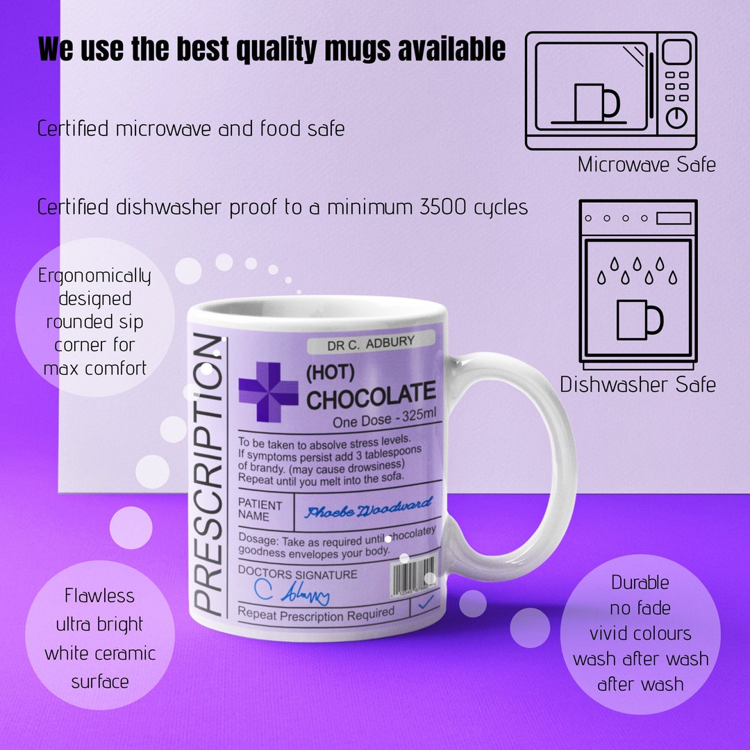 Personalised Hot Chocolate Prescription Mug, Hot Chocolate Lovers Mug