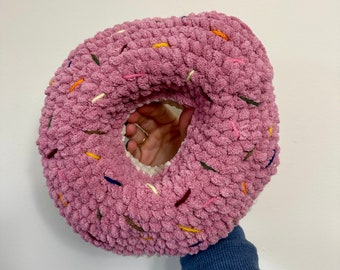 Pink Strawberry Cozy Crochet Sprinkle Donut Hide For Snakes and Small Animals