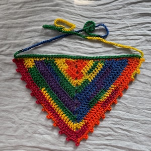 Handmade Crochet Pride Rainbow Bandana