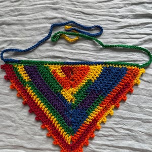 Handmade Crochet Pride Rainbow Bandana