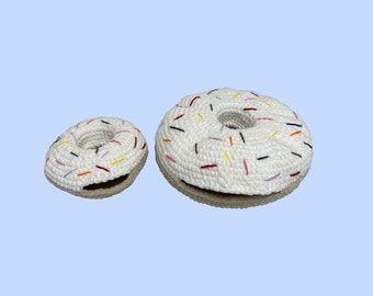 White Vanilla Cozy Crochet Sprinkle Donut Hide For Snakes And Small Animals