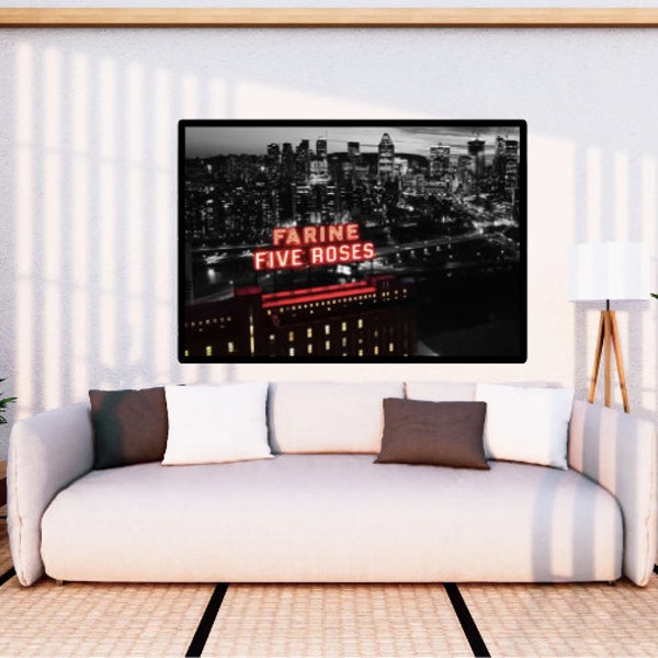 Black and White Montreal Farine Five Roses Wall Art - Ready to Hang