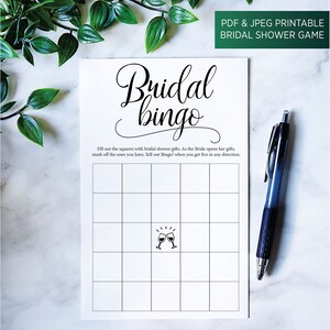 Bridal Bingo, Bridal Shower Game, Bingo Wedding Shower Game, Bridal Shower Gift Bingo, Bride&#39;s Gifts, Elegant Bride Design