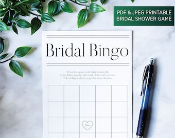 Bridal Bingo, Bridal Shower Game, Bingo Wedding Shower Game, Bridal Shower Gift Bingo, Bride's Gifts, Classy Bride Design