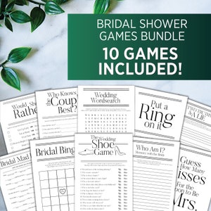 Bridal Shower Games Bundle, 10 Pack, Digital Download, Printable, Minimalist Bridal Shower Games, Games for Wedding Shower, Classy Design