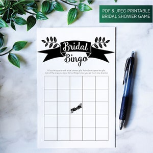 Bridal Bingo, Bridal Shower Game, Bingo Wedding Shower Game, Bridal Shower Gift Bingo, Bride&#39;s Gifts, Enchanting Bride Design