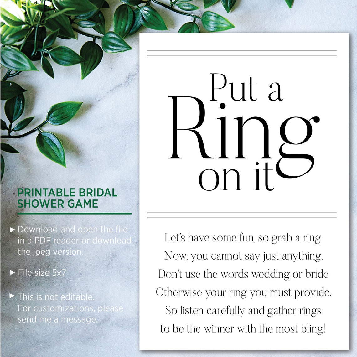 Put A Ring on It Bridal Shower Game Ring Wedding Shower Etsy