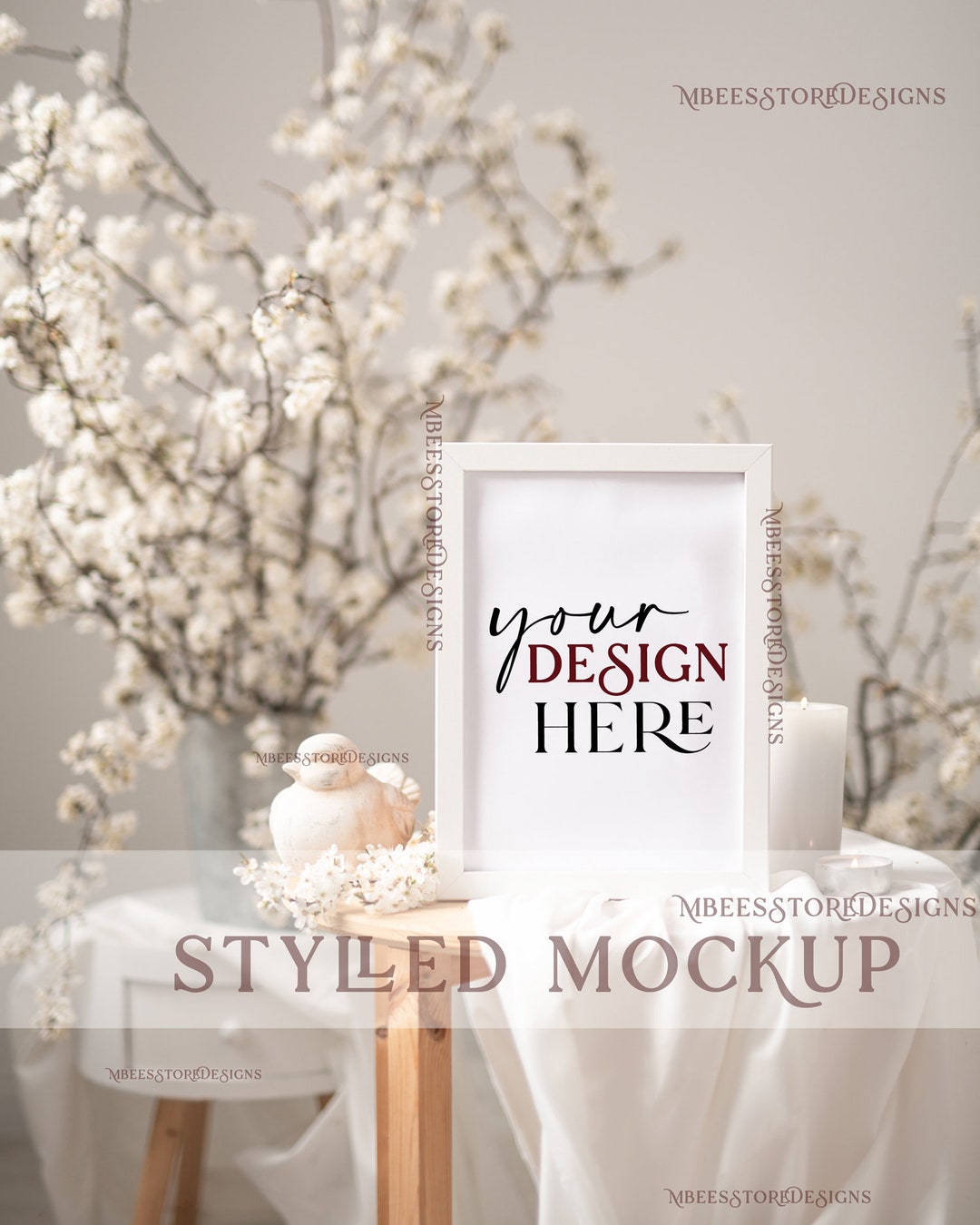 Wedding Sign Frame Mockup, Frame Table Sign Mockup, Table Number Sign