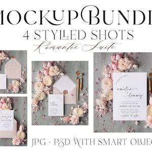Bundle Mockup Spring Invitation, MockUp Stylled Shot Wedding Cards, Elegant Invitation Suite Stylled Mock Up, Blush Pink stylled Stationary