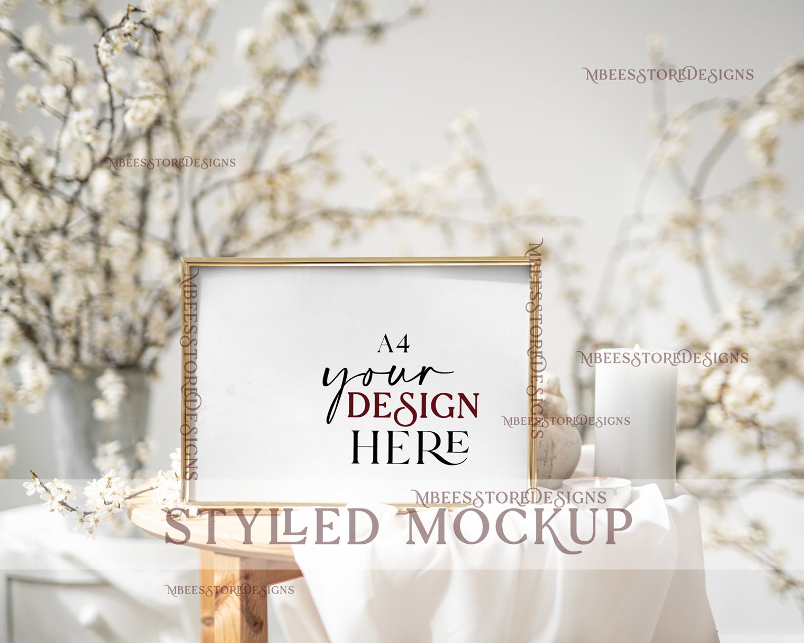 Bundle Wedding Sign Gold Frame Mockup Elegant Frame Table Etsy