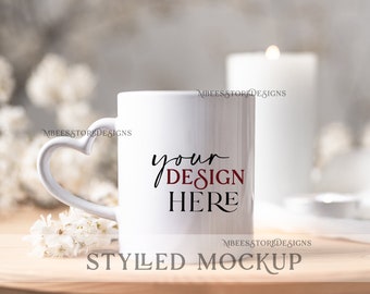 Blank heart Mug mockup, Cozy blank Cup Mock, White Coffee Mug, Heart shape Cup Mockups, Coffee Cup Mock up Blank White Spring Mug mock up