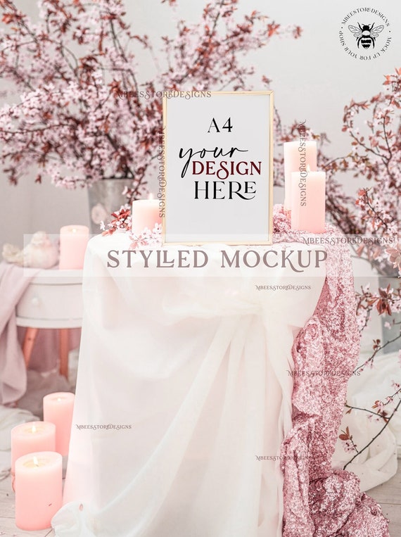 Wedding Sign Gold Frame Mockup Elegant Frame Table Sign Etsy