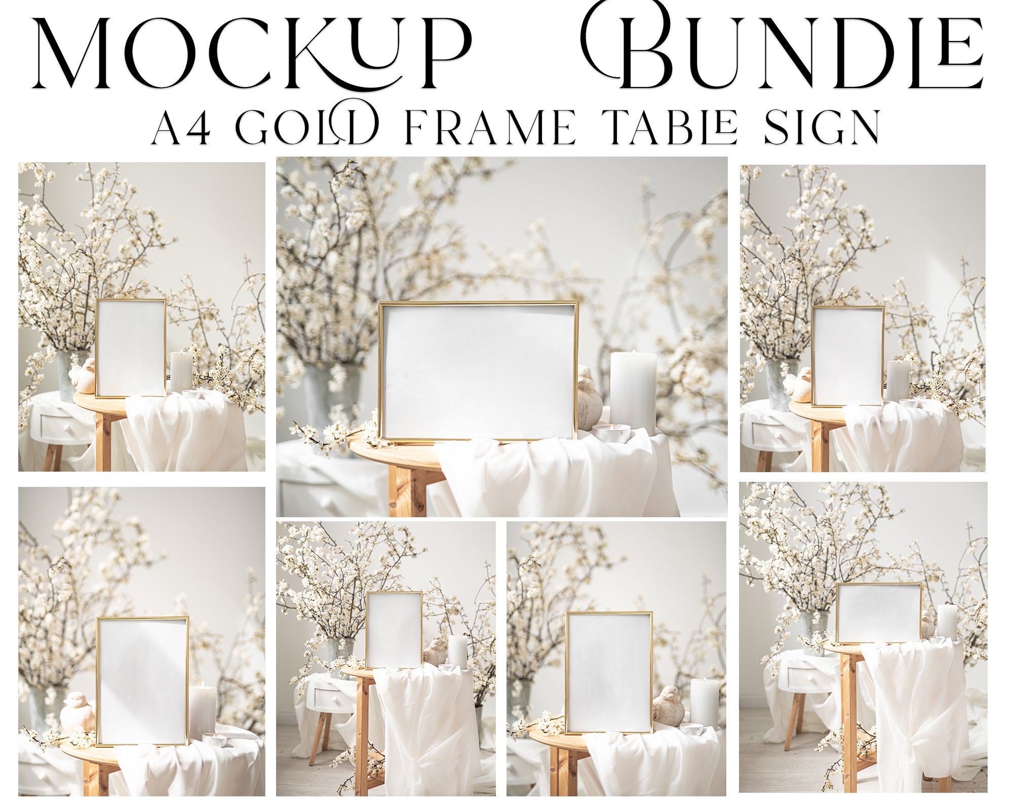 Bundle Wedding Sign Gold Frame Mockup Elegant Frame Table Etsy