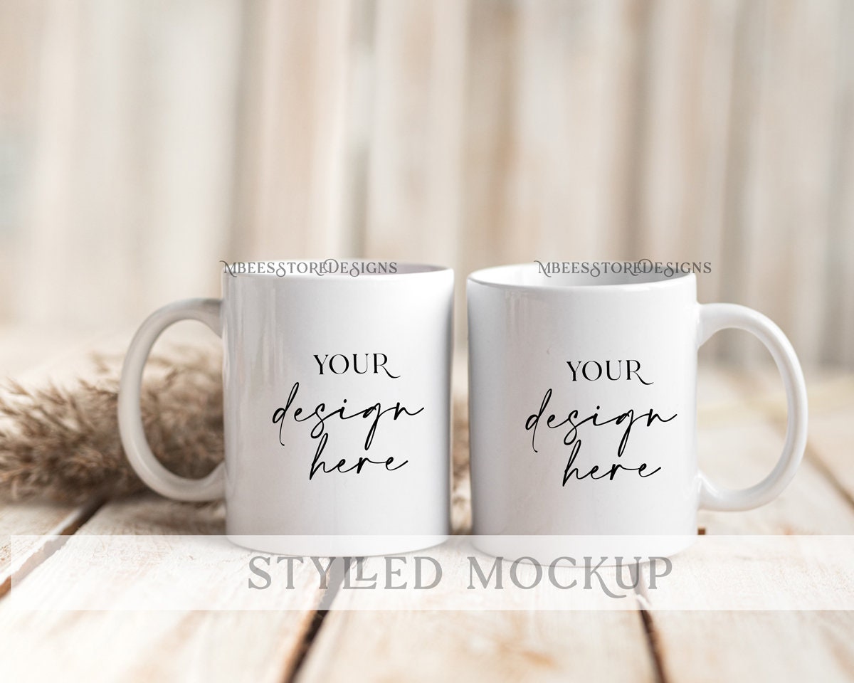 Blank 3 Mugs Mockup Bridesmaids Gifts Three Cups Mockup 