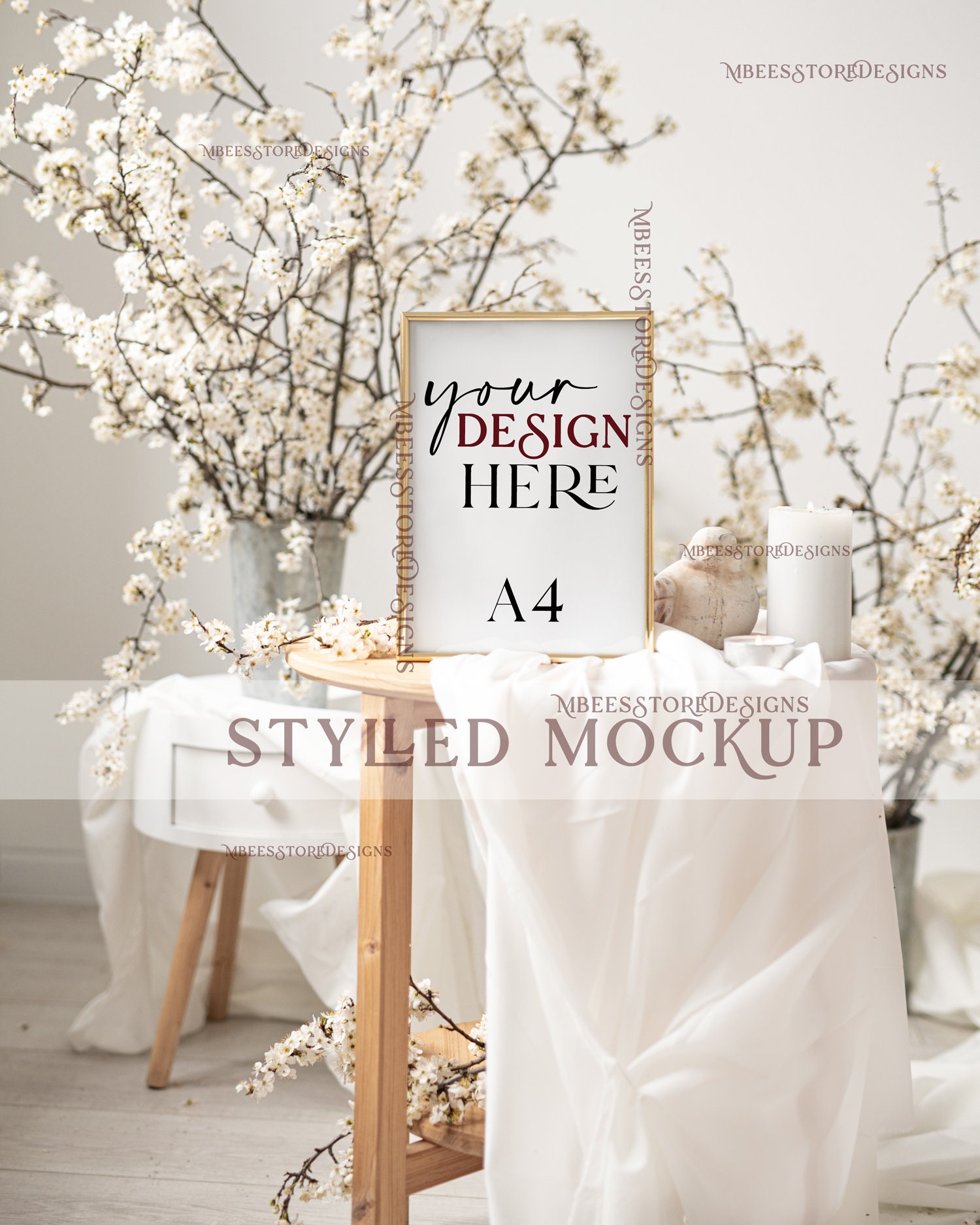Bundle Wedding Sign Gold Frame Mockup Elegant Frame Table Etsy