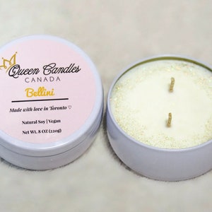 Bellini Soy Vegan Candle (8 oz) / All Natural / Eco-Friendly / Handmade Scented Candle / Home Decor / Gifts for Him / Gifts for Her