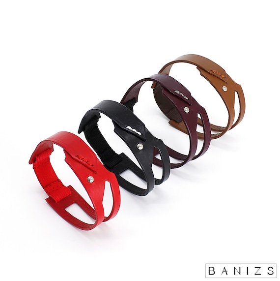 Leather Cuff Bracelet With Silver Tone Key Hole Escutcheon