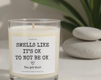 Mental Health Motivational Glass Candle, Practice Self-Care Gift for Friends, all natural Candle, Stress Relief, Inspirational Quote decor