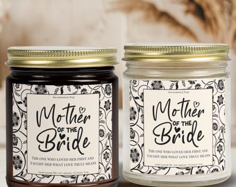 Mother of the Bride Candle, Gift for Mother of the Bride, Wedding party gifts, MOB gift, All natural clean burn, Bride gift for mom, 2 sizes