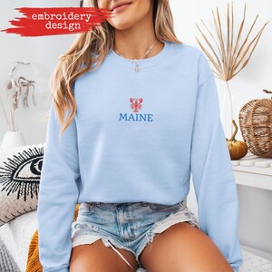 Embroidered Maine Lobster Coastal Life Crewneck Sweatshirt, Cozy Nautical pullover, Salty Ocean Vibes, New England Fisherman aesthetic