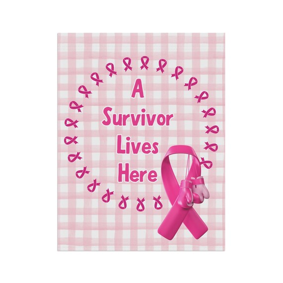 Store Breast Cancer Survivor, Breast Cancer Sign, Pink Ribbon, Vreast Cancer Survivor Gift, Survivor Lives Here, Cancer Survivor, Pink Flowers