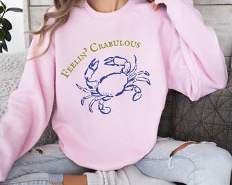 Krabbenfischer Ästhetisches Sweatshirt, Gefühl crabular Rundhalsausschnitt, Küstenleben Sweatshirt, salziges Leben, nautischer Pullover, Geschenk des Ozeanliebhabers