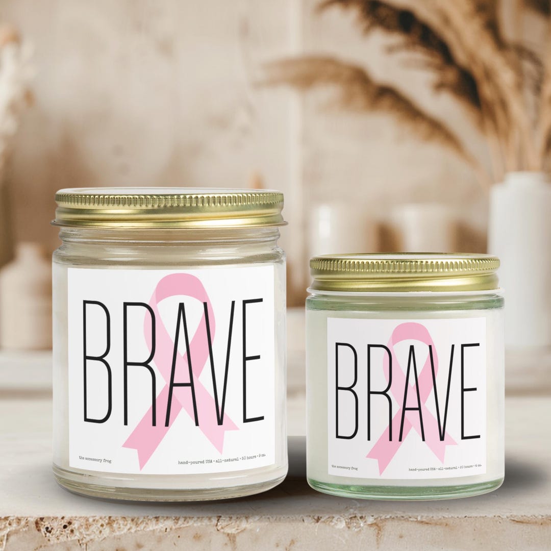 Brave Breast Cancer Survivor Pink Ribbon Candle, Gift for BC Survivors ...
