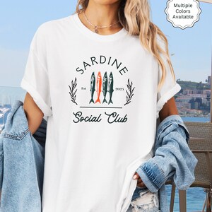 Sardine Social Club Comfort Colors T-shirt, Sardine Tinned Fish, Tomato Girl Summer Coastal Grandma, Trendy Fisherman Tee Coastal shirt
