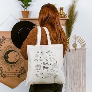 Dog Mom Cotton Canvas Tote Bag, Pet Owner Gift, Eco-Friendly Bag, Grocery Tote, Dog Lover Accessory, Reusable Dog mama market bag,Dog parent