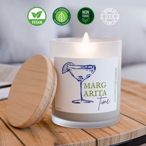 Margarita Time Frosted Glass Candle 11oz, Decorative scented candle, Happy Hour, Midnight margarita party time candle decor, bar accessory