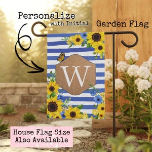 Custom Personalized Initial Sunflower Garden Flag, Welcome Banner,Outdoor House Flag,Spring Summer Floral Porch Yard Decor,Housewarming Gift