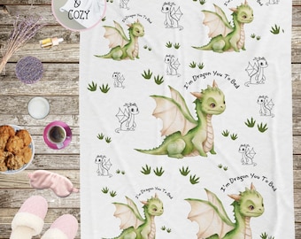 Cute Dragon Cozy Plush Blanket, Dragon Footprints, Dragon You to Bed - Cozy Throw, Soft Bedding, Baby Toddler Kids Gift, Nursery decor