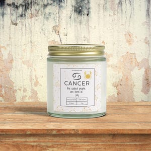 JULY Cancer Zodiac Sign Scented Candle, Astrology Birthday Gift, Star Sign Candle, Zodiac Gift Eco-friendly non-toxic, Crab horoscope sign