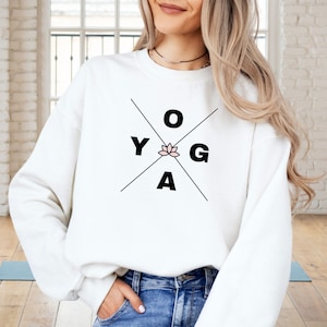 Yoga Lotus Flower Cozy Unisex Crewneck Sweatshirt, Gift for Yogi, Yoga apparel, Yoga Pullover, Workout sweatshirt, Yoga Lover Crewneck