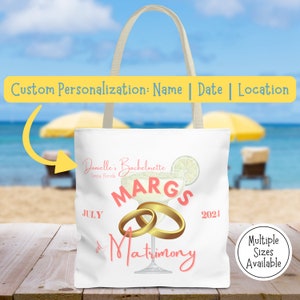 Custom Margs and Matrimony Bachelorette Tote Bag, Bridal Party Bridesmaid Gift Personalized Bridal Party Weekender Gift Bags, Final Fiesta