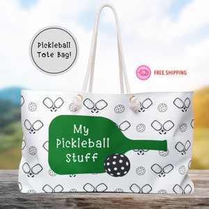 My Pickleball Stuff Tote Bag, Cute Pickleball Gift, Pickleball Player Equipment Bag,  Pickleball Paddle Sports Bag, Large Tote Bag,