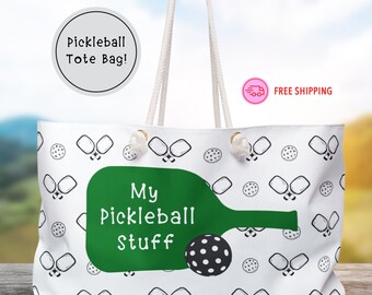 Mi bolso de mano de cosas de Pickleball, lindo regalo de Pickleball, bolsa de equipo de jugador de Pickleball, bolsa de deportes de paleta de Pickleball, bolsa de mano grande,
